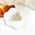 Elegante fermaglio per capelli in lega dorata con perle artificiali e strass brillanti - Stile Semicerchio in Strass e Perle