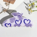 Light purple heart pattern hair claw clip with lovely text for women hairstyles - UV Printed Square Head-Cream White 170-2