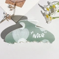 Green and white marble pattern hair claw clip featuring Nice lettering and sturdy teeth - UV Printed Square Head-Cream White 170-3