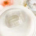 Elegant pearlescent white acetate hair claw clip with a hollow semicircular design - Iridescent Grey (10.5cm Round Clip - PVC Iridescent Grey)