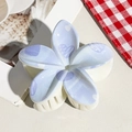 Sweet light blue flower claw clip with purple heart print and cream teeth for hair - UV Printed Egg Flower-Cream White 165-1
