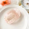 Pink mother-of-pearl acetate hair claw clip with elegant marble texture for women - Iridescent Orange (10.5cm Round Clip - PVC Iridescent Orange)