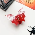 Dettaglio molletta per capelli a pipistrello rosso con glitter e sfumatura bianca - Rosso Bianco Brillantinato (8.5cm)