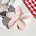 Floral hair claw clip with pink marble texture and happy print for women's hairstyle - UV Printed Egg Flower-Cream White 165-4