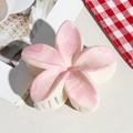 Pink flower hair claw clip with heart patterns and cream white teeth for women - UV Printed Egg Flower-Cream White 165-5