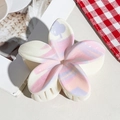 Half-circle flower hair claw clip with pink and purple marble texture for half-up hairstyles - UV Printed Egg Flower-Cream White 165-6