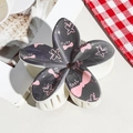 Black floral claw clip with pink butterfly patterns and glittery resin finish - UV Printed Egg Flower-Cream White 166-3