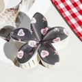 Glittery dark grey flower hair claw with pink heart and Nice day print for styling - UV Printed Egg Flower-Cream White 166-5