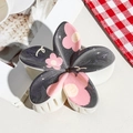 Tropical plumeria hair claw clip in black and pink floral design for vacation - UV Printed Egg Flower-Cream White 166-6