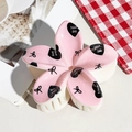 Pink and white frangipani hair claw clip with black heart patterns and Nice Day text - UV Printed Egg Flower-Cream White 167-2