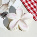 Creamy white flower hair claw with pink bow prints for a sweet half-up hairstyle - UV Printed Egg Flower-Cream White 167-4