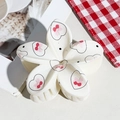 Plumeria hair claw clip in cream with cherry and heart UV print for Valentine's Day - UV Printed Egg Flower-Cream White 167-5