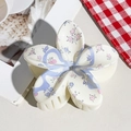 Floral claw clip in creamy white with pink and blue flower prints for hair styling - UV Printed Egg Flower-Cream White 168-3