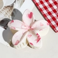Creamy floral hair claw clip featuring pink heart prints and sweet ribbon patterns - UV Printed Egg Flower-Cream White 169-1