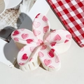 Floral hair claw clip in cream with pink heart patterns and elegant glossy finish - UV Printed Egg Flower-Cream White 169-2