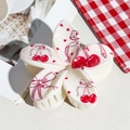 Floral hair claw clip with cherry and bow pattern for holiday hairstyles - UV Printed Egg Flower-Cream White 169-3