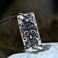 Vintage-Anhänger aus Edelstahl, rechteckig mit geprägtem Zuckerschädel-Design - BP8-977 Anhänger Ohne Kette