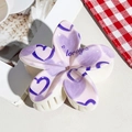 Frangipani hair claw clip with purple gradient, blue hearts and lovely text print - UV Printed Egg Flower-Cream White 170-5