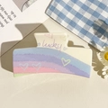 Cream square hair claw clip with rainbow heart pattern and lucky text print - UV Printed Solid Square-Cream White 165-3