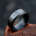 Vintage stainless steel ring with Nordic runes and Celtic weaving patterns - US Size 7 / Nordic Runic Style (BR-R205) / Ancient Black