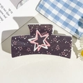 Star pattern purple hair claw clip with white polka dots for beach vacation styling - UV Printed Solid Square-Cream White 166-1