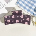 Purple glitter hair claw clip with pink hearts and ribbon bows for elegant hair styling - UV Printed Solid Square-Cream White 166-5