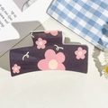 Rectangle hair claw clip with dark grey purple base and pink floral heart pattern - UV Printed Solid Square-Cream White 166-6