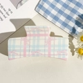 Pink bow and blue plaid rectangle hair claw clip with glossy finish for sweet hair styling - UV Printed Solid Square-Cream White 167-1