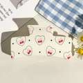 Cream hair claw clip featuring red cherry, pink bow, and black heart pattern print - UV Printed Solid Square-Cream White 167-5