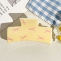 Yellow hair claw clip with pink bow patterns for women's half-up hairstyles - UV Printed Solid Square-Cream White 167-6