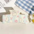 Blue striped hair claw clip featuring cute cartoon rabbit and pink rose floral patterns - UV Printed Solid Square-Cream White 168-1