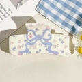 Cream square hair claw clip with pink flowers and a blue bow accent for women - UV Printed Solid Square-Cream White 168-3