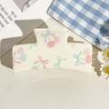 Cream hair claw clip featuring pink and blue cherry bow patterns for beach vacation styles - UV Printed Solid Square-Cream White 168-4