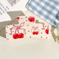 Creamy white hair claw clip with sweet cherry and red bow print for women - UV Printed Solid Square-Cream White 169-3