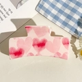 Pink rectangular claw clip with watercolor heart patterns for elegant hair styling - UV Printed Solid Square-Cream White 169-5
