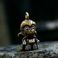 Gothic Vampir Puppe Anhänger aus gold-schwarzem Edelstahl auf Steinbasis - Vampir Puppe Anhänger Ohne Kette (BP8-925)