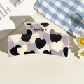 Cute large heart print hair claw clip in purple and black with lovely text detail - UV Printed Solid Square-Cream White 170-1