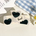 Rectangular cream hair claw clip with yellow heart patterns and 'heart' text print - UV Printed Solid Square-Cream White 170-4