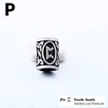 Cuenta vikinga Pertho de acero inoxidable retro con nudos celtas y un acabado oxidado - Estilo Pertho (P)