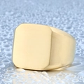 Anello con sigillo quadrato da uomo in acciaio inossidabile dorato spazzolato vintage - Taglia US 7 / Oro
