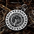 Vintage stainless steel St. Christopher pendant with compass markings and silver finish - St Christopher Round Pendant-Steel Color Lettered Back (BP8-840)