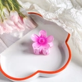 Detailed macro view of a translucent gradient pink flower hair claw clip on a dish - Flower / 4cm / Gradient Pink Purple