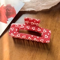 Molla per capelli rettangolare rossa con cuori bianchi e dettagli a tema rose - Tondo Rosso