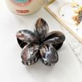 Amber marble frangipani hair claw clip with glossy resin texture for women - 8.5cm Coffee Black Marble Flower