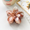 Pink marble texture frangipani hair claw clip with elegant marble finish for women - 8.5cm Frangipani - Marble Brown / Resin/Plastic