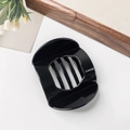 Glossy black circular hair claw clip with cutout grid design for women hair accessories - Glossy Black