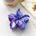 Frangipani hair claw clip with purple and blue marble pattern for elegant styling - 8.5cm Blue Purple Marble Flower