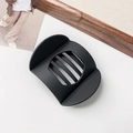 Matte black flat circular hair claw clip with cutout design for half-tied hairstyles - Matte Black