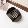 Matte dark brown geometric flat hair claw clip with hollow grid design for women - Matte Dark Coffee