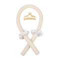 Détails du kit boucleur sans chaleur avec tige tricotée beige, chouchous et une pince - Blanc Cassé (Tige + 2 Chouchous + 1 Pince)